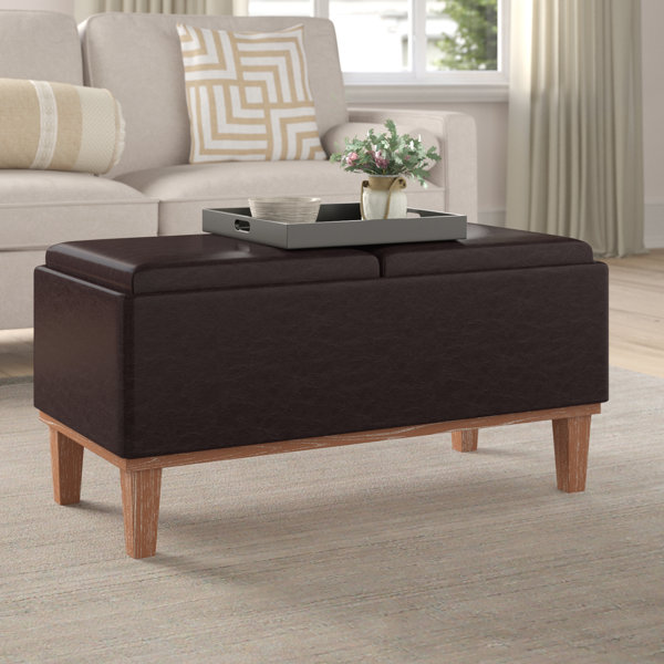 Storage ottoman with flip shop tray